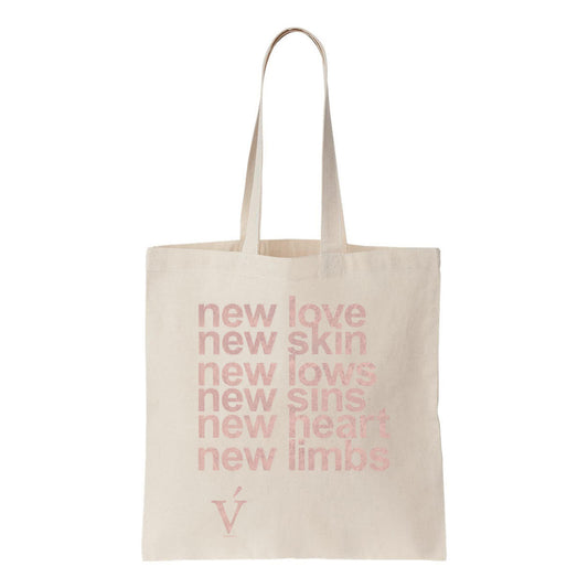 new love new skin tote bag
